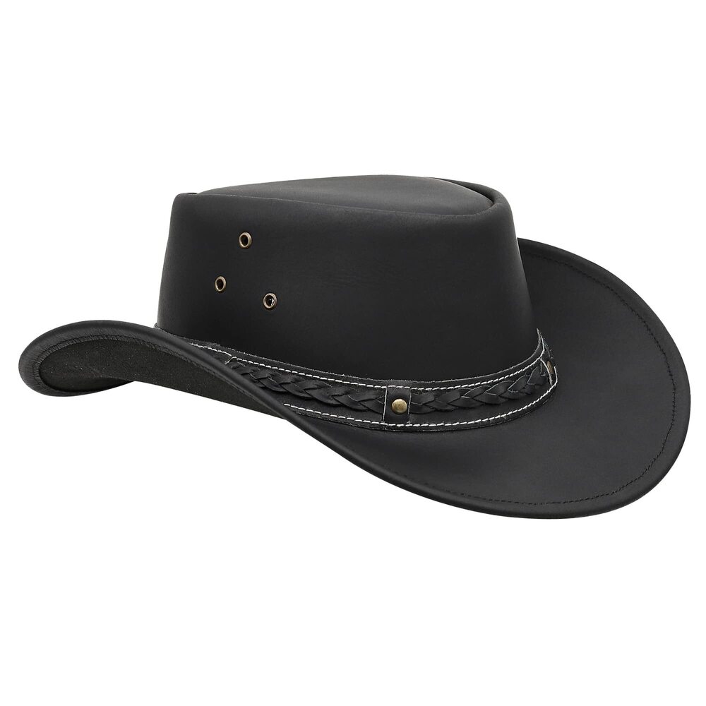 9093 Australian Leather Cowboy Hat Bush Aussie Style Summer Western Outback